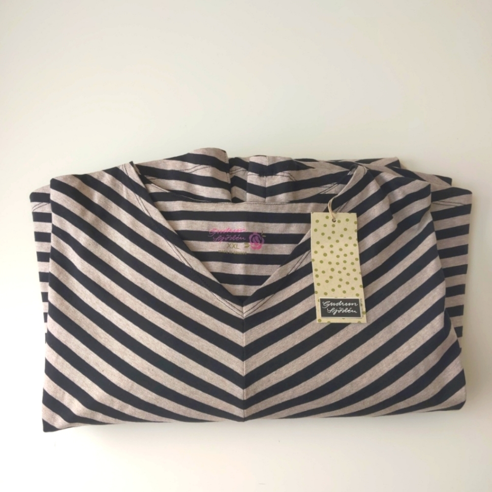 Gudrun Sjoden Black and Cream Striped Midi Dress - Picture 8 of 8